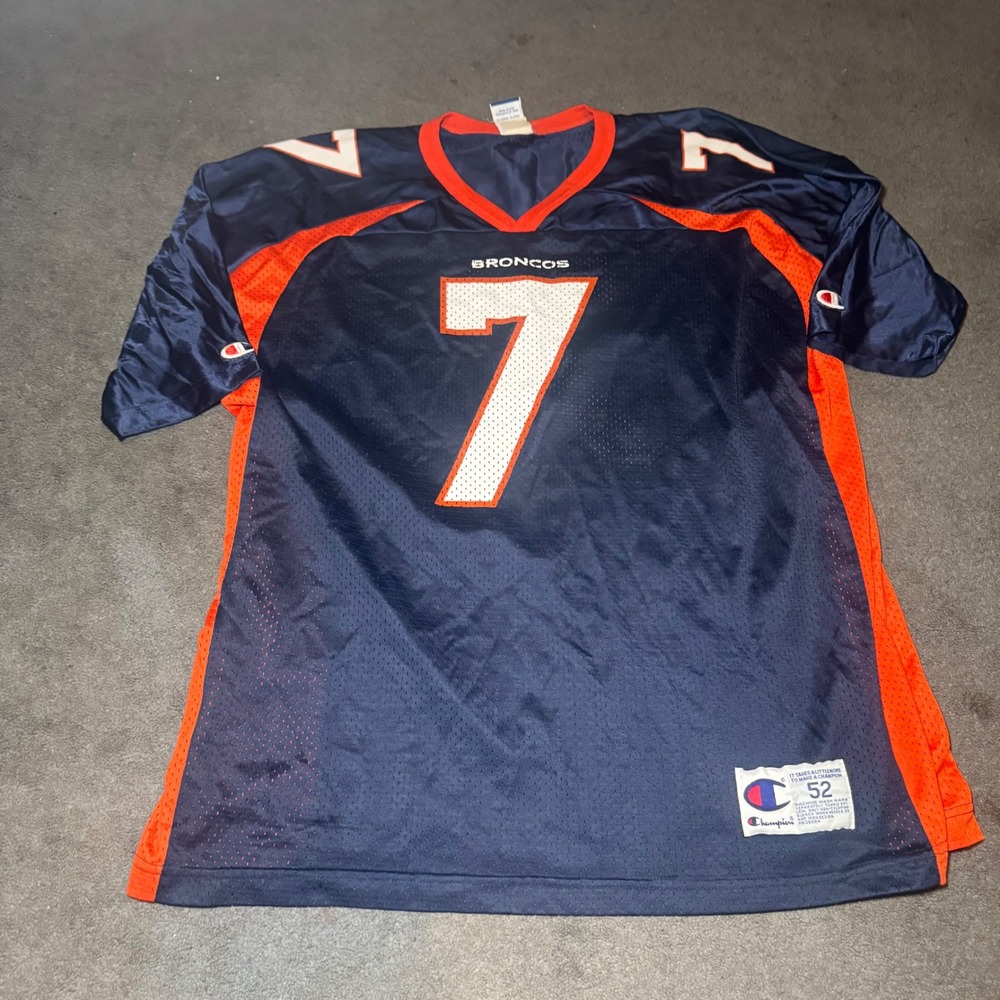 Champion Denver Broncos John Elway 7 Jersey Mens 52 Navy Blue Orange NFL